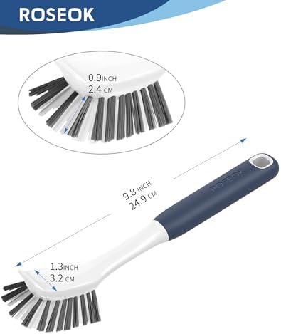 ROSEOK Dish Brush, Dish Scrubber, Nylon Bristles with Built-in Scraper