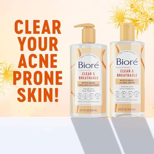 Biore Clear & Breathable Cooling Cleanser with Witch Hazel, 6.77 Oz