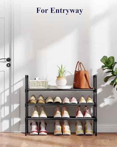 Kitsure Shoe Rack for Closet, Shoe Organizer, 27.6" Wide - 3 Tier, Black