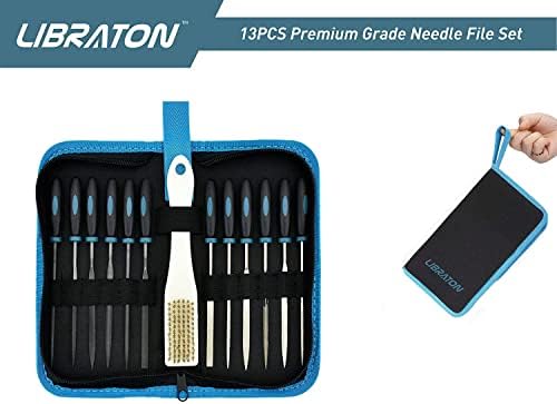 LIBRATON 13PCS Small Needle Files Set, 6 Carbon Steel & 6 Diamond File Set