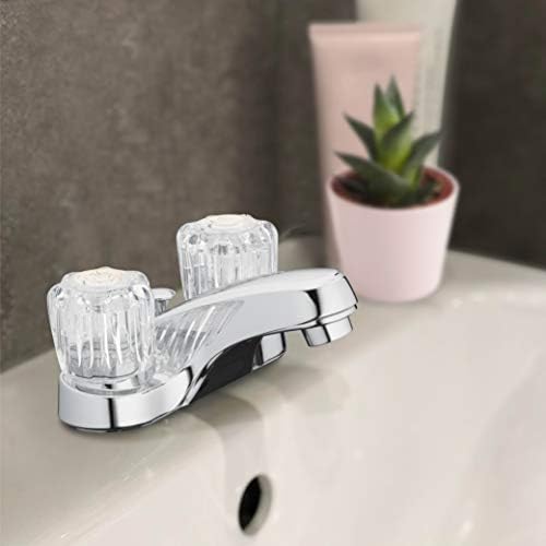 Aqua Vista Two-Handle Bathroom Sink Faucet, Chrome, Acrylic Handles