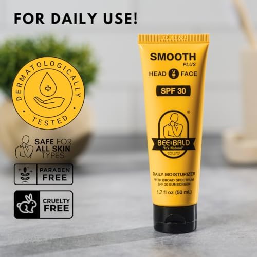 Bee Bald SMOOTH+ Head & Face Sunscreen SPF 30, Scalp Moisturizer, 1.7 fl oz