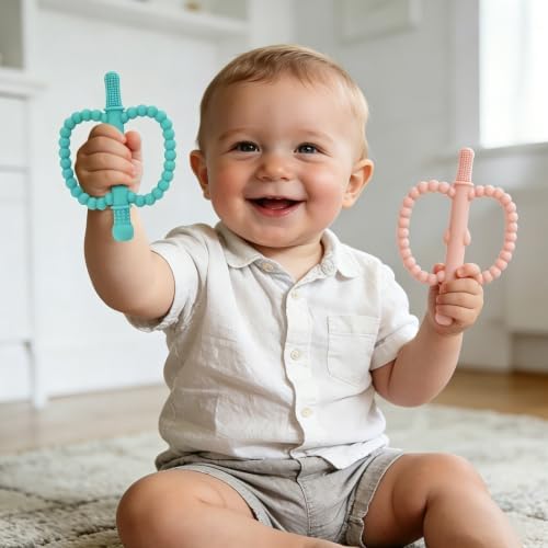 Fu Store Hollow Teether Tube Apple Shape Baby Teething Toy for Babies 0-36M