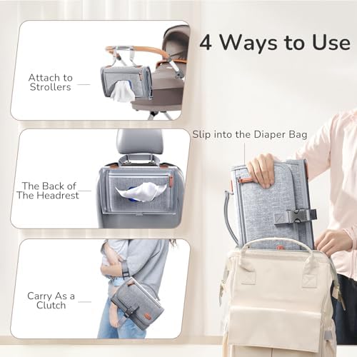 Alatino Portable Diaper Changing Pad, Wipe Clean, Large 25x22, Grey