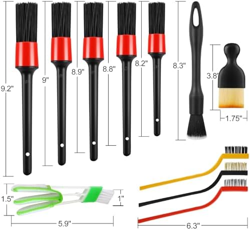 REGUICORP 13PCS Car Detailing Brush Set, Car Detailing Brush Kit, Ultra No Soft Scratch Detailing Brush, Car Cleaning Brushes for Interior or Exterior - Professional Dusting Cleaning Supplies