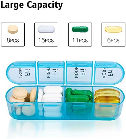 Daviky Pill Organizer 4 Times a Day, Pill Box 7 Day, Large Weekly Pill Case