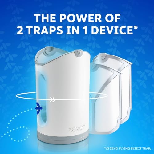 Zevo MAX Bug Catcher, Gnat & Fruit Fly Trap Indoors, 1 Base & 2 Refills