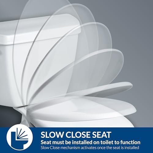 Bemis Slow Close Elongated Toilet Seat, Easy Clean Hinges, White