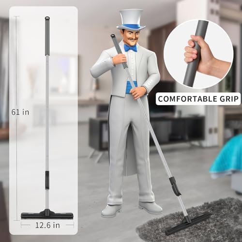 MR.SIGA Pet Hair Removal Rubber Broom with Built in Squeegee