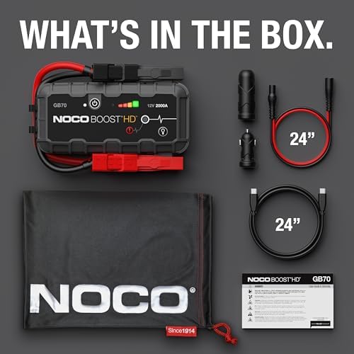 NOCO Boost GB70 2000A UltraSafe Jump Starter, 12V Lithium Battery Booster
