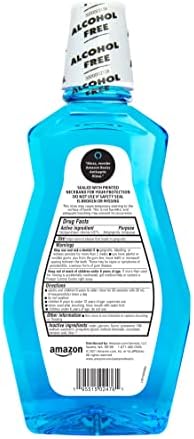 Amazon Basics Multi Action Antiseptic Oral Rinse, Alcohol-Free, Antiplaque, Antigingivitis, Fresh Mint Flavor, 1 Liter (33.8 Fluid Ounces), 1-Pack (Previously Solimo)