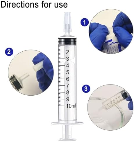 10ml Syringe for Liquid, 10cc Syringes Without Needle, Individually Wrapped, Pack of 12