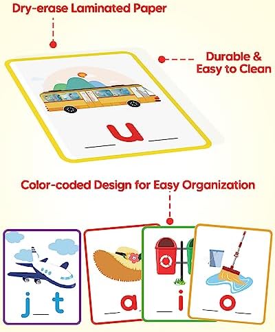 CVC Word Writing & Spelling Flash Cards, Kindergarten Reading Workbooks