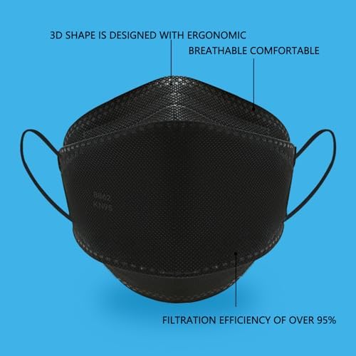 kn95 Face Masks 20 Pack, Breathable Comfortable and Disposable KN95 Mask, Black