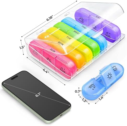 AUVON Weekly Pill Organizer 3 Times a Day, Color-Coded for Easy Tracking