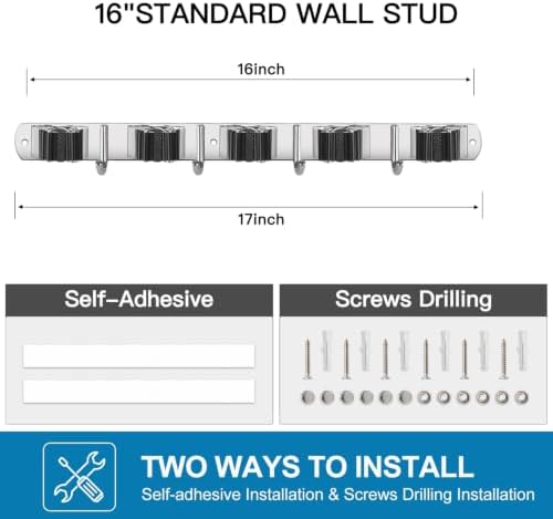IMILLET 2 Pack Broom Holder Wall Mount Stainless Steel Mop Organizer