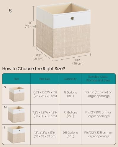 SONGMICS Storage Cubes, Set of 6 Foldable Organizer Boxes with Handles