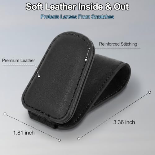 Magnetic Leather Sunglass Holder for Car, Eyeglasses Clip for Visor(Black)