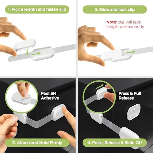 SKYLA HOMES Child Safety Cabinet Locks, White, 2 Pack