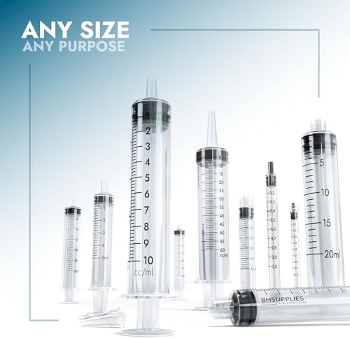 BH Supplies 1ml Luer Lock Tip Syringes (No Needle) - Sterile, Individually Wrapped - 100 Syringes