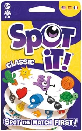 Asmodee Spot It! Classic Card Game (2024 Refresh) - Pocket Eco Edition, 5-in-1 Visual Perception Game for Quick Reflexes and Family Fun, Ages 6+, 2-8 Players, 10 Minute Playtime