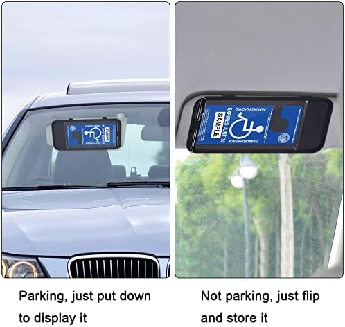 Handicap Placard Holder for Auto, Car Sun Visor Disabled Parking Tag, Black
