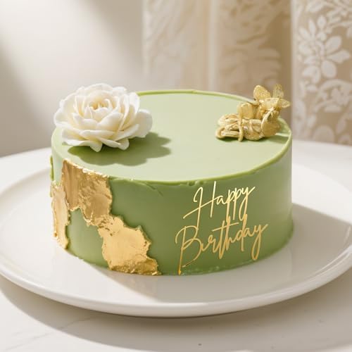 1PCS Gold Happy Birthday Cake Topper, Acrylic Happy Birthday Cake Sign Party Decorations Cupcake Toppers for Anniversary, Bridal Shower, Party Desserts Pastries Supplies​