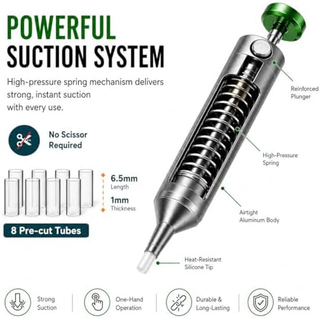 Solder Sucker Tool No Clog Silicone-Tip Manual Desoldering Pump Soldering Accessories for Solder Remover – Unrivaled Suction • No Power Needed • Ultra Low-Maintenance • Best-in-Class Desoldering Gun