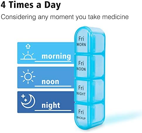 Daviky Pill Organizer 4 Times a Day, Pill Box 7 Day, Large Weekly Pill Case
