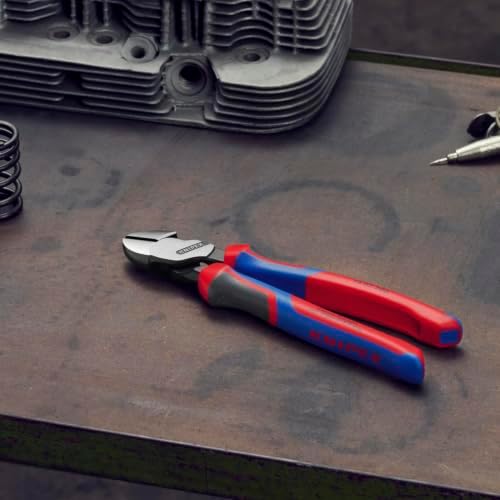 KNIPEX 74 22 200 Comfort Grip High Leverage Angled Diagonal Cutter, 8-Inch, Angled, Comfort Grip