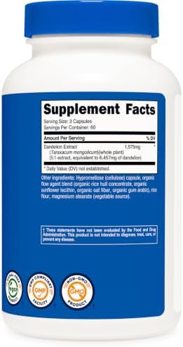 Nutricost Dandelion Extract 180 Capsules for 60 Servings Per Bottle