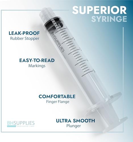 BH Supplies 1ml Luer Lock Tip Syringes (No Needle) - Sterile, Individually Wrapped - 100 Syringes