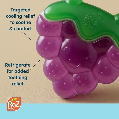 RaZbaby Fruit Koolers 3-Pack Koolers Water-Filled Teethers – Fun Fruit-Inspired Cooling Relief for 3M+ | Safe, BPA-Free Teether that Soothes Tender Gums