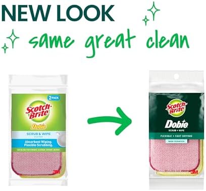 Scotch-Brite Dobie Scrub & Wipe Cloths,Non-Scratch Scrubbing, 2 Pack