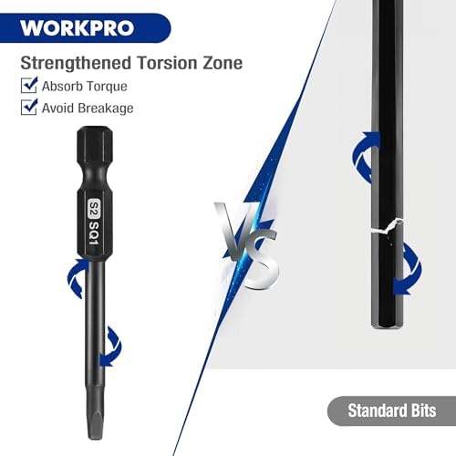 WORKPRO 10PCS Square Drive Bit Set, Magnetic Impact Screwdriver Bits