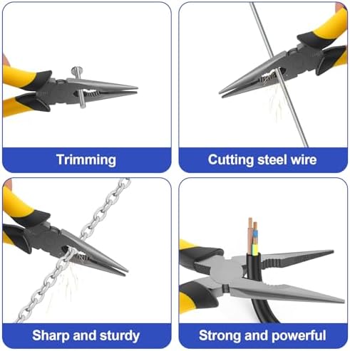 8-Inch Premium Needle Nose Pliers, Wiojided HCS Precision Long Nose Pliers