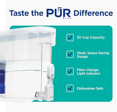 PUR Plus 30-Cup Water Filter Dispenser with 1 Lead-Reducing Filter, White