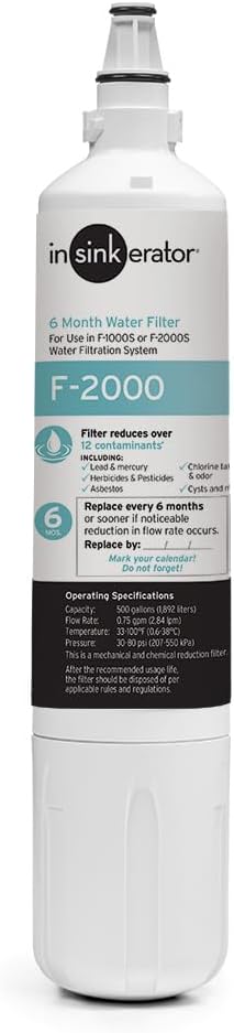 InSinkErator F-1000 Standard Dispenser Under-Sink Water Filter Replacement