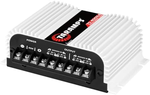 Taramps TS 400x4 400 watts RMS 4 Channels Full Range Car Audio Amplifier, 2 Bridged Channels, RCA Input Class D, Output Power, Multichannel Amplifier System, Small - TS400X4