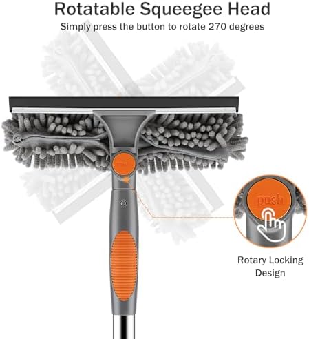 SetSail Window Squeegee with 66in Extension Pole 2-in-1 Window Cleaning Kit