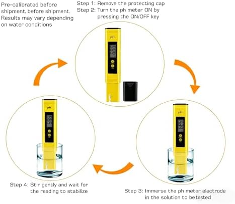 Digital pH Meter Tester Pen for Water, Pre-Calibrated, High Accuracy ±0.01, 0–14 pH Range, Pocket Size for Drinking Water, Pool, Aquarium & Hydroponics (Yellow)