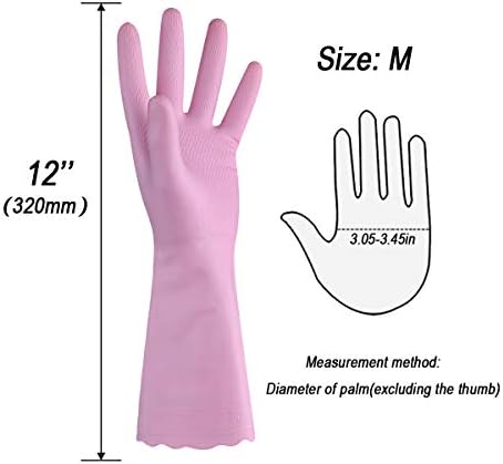 HSL Latex-Free Cleaning Gloves, Cotton Flocked Liner, 2 Pairs, Medium