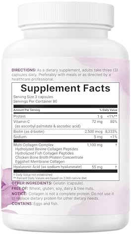 Micro Ingredients Multi Collagen Peptides Pills, 240 Capsules