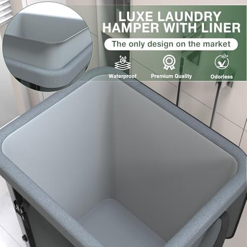 Laundry Hamper with Lid,150L Rolling Laundry Basket with Wheels,Grey