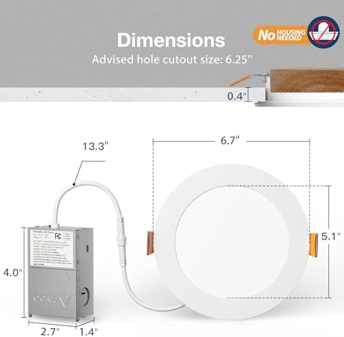 Amico 24 Pack 6 Inch LED Recessed Light with Junction Box, 5CCT, 1050LM