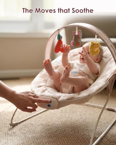 Tiny Marvels Baby Bouncer, Baby Bouncer Seat with Music for 0-6M, 20lbs