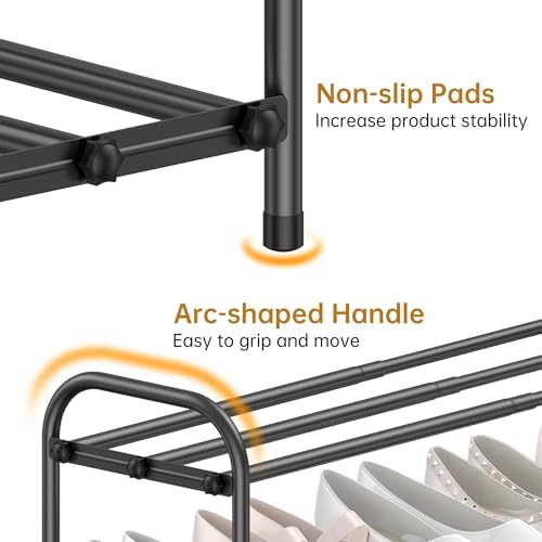 Hleelomi 3-Tier Metal Expandable Shoe Rack for Closet and Entryway Black