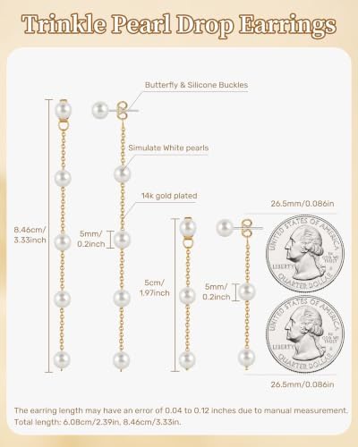 Trinckle Pearl Earrings for Women Drop Jewelry Bride Wedding Accessories
