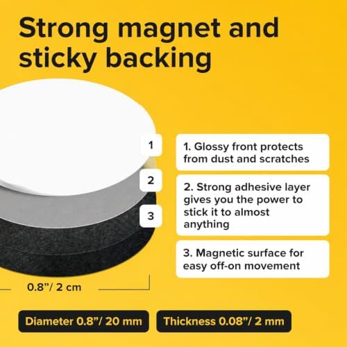 Sticky Flexible Adhesive Magnets for Crafts, 0.8"x0.08" (20x2mm), 45 pcs