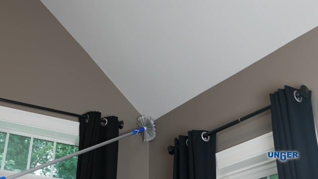 Unger Cobweb & Corner Duster – Dusters for Cleaning, Compatible with Telescopic Poles, Dusting Tools, Great for Ceilings, Moldings, HVAC & Floor Vents, and Corners, White/Black